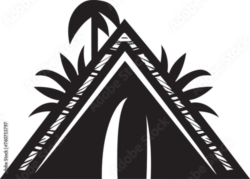 Ethnic Essence Rustic African Hut Emblem Indigenous Refuge Vector Logo Design of Straw Roof Hut