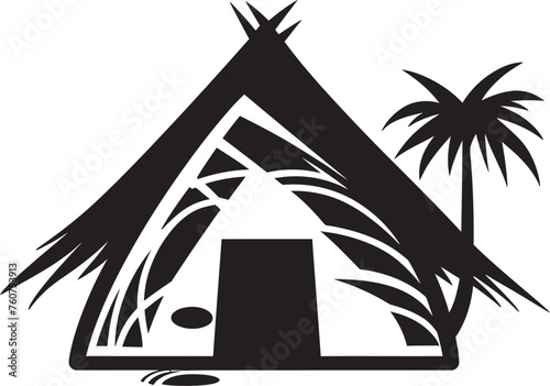 Authentic African Shelter Thatched Roof Emblem Cultural Heritage Vector Logo Design of Straw Hut