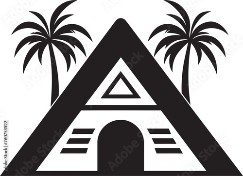 Tribal Retreat Vector Logo of African Hut Rustic Refuge Emblematic Straw Roof Hut Design