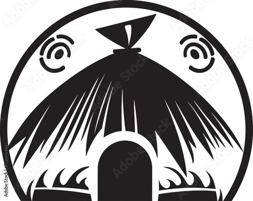 Indigenous Refuge Vector Icon of African Thatched Hut Cultural Homage Iconic African Hut Emblem