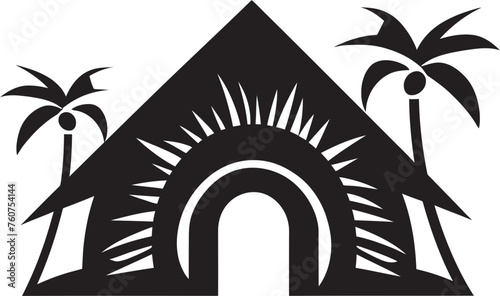 Ethnic Retreat African Thatched Hut Icon Heritage Hideaway Emblematic Straw Hut Logo