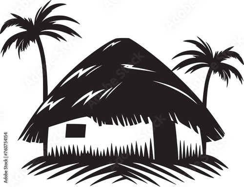 Safari Sanctuary Vector Icon of African Hut Authentic Dwelling Thatched Roof Emblem Design