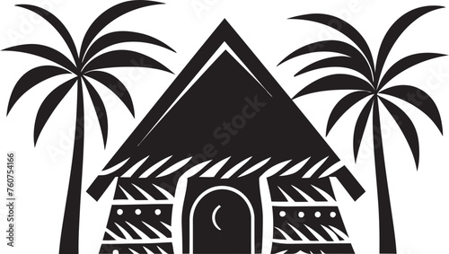 Tribal Tradition Iconic Straw Roof Hut Symbol Serene Village Vector Logo of Thatched Hut