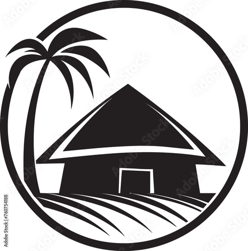 Tribal Tranquility Emblematic Straw Hut Logo Grassland Shelter Vector Icon of African Hut