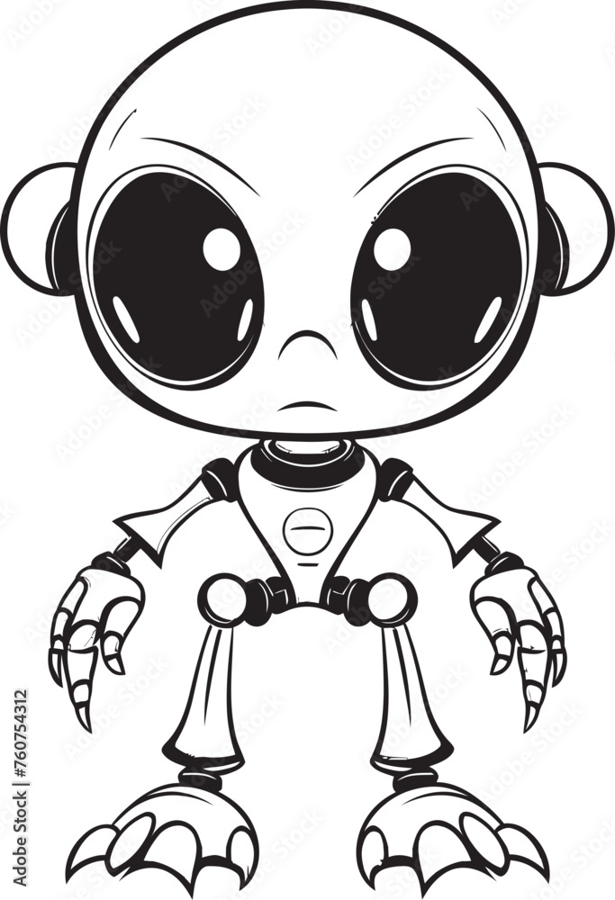 Galactic Explorer Vector Logo of Space Robot Cybernetic Guardian Emblematic Alien Robot Sentinel