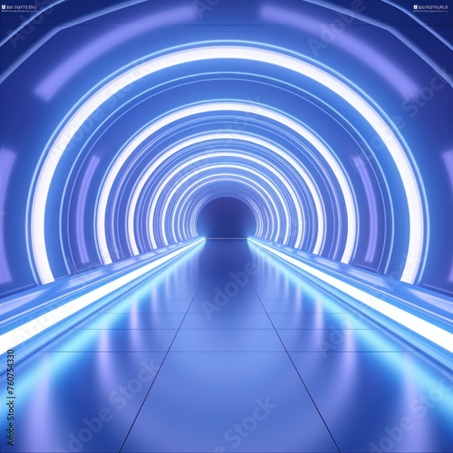Silver neon tunnel entrance path design seamless tunnel lighting neon linear strip backgrounds