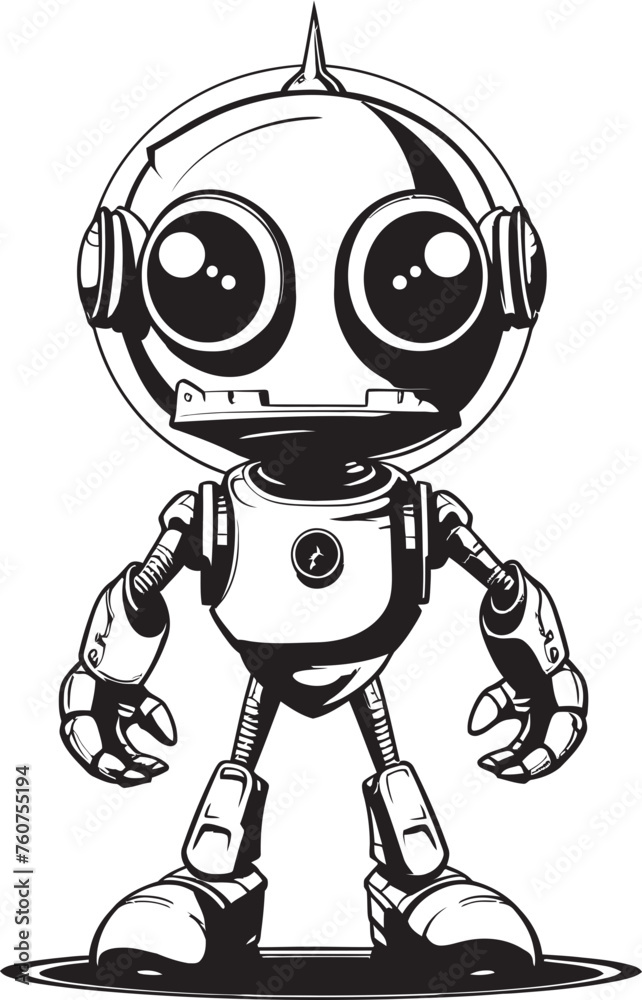 Futuristic Wanderer Iconic Alien Robot Symbol Galactic Guardian Vector Logo of Robotic Guardian