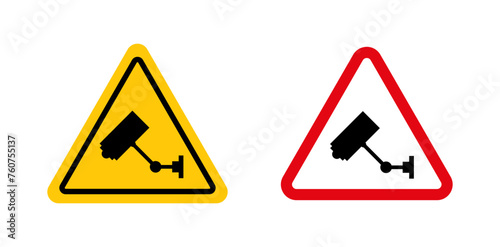 Video surveillance sign. cctv camera warning symbol. 24 7 cctv monitoring area attention hazard sign.