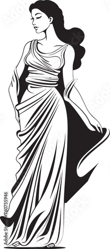 Mythical Maiden Vector Design of Ethereal Beauty Aegean Aphrodite Iconic Emblem of Ancient Beauty