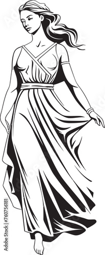 Mythical Muse Vector Logo of Ethereal Beauty Athenas Radiance Iconic Emblem of Greek Goddess