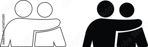 Two person friendship vector icon set. filled flat sign for mobile concept and web design. people greeting glyph icon. Friendship, partnership symbol, logo . Vector graphics group community pictogram,