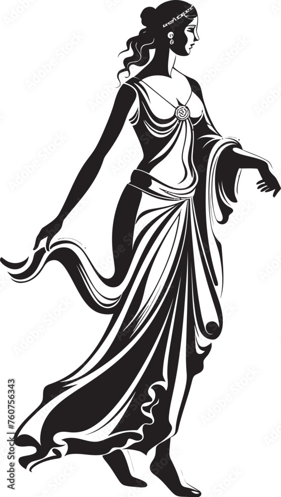 Classical Charm Iconic Greek Woman Emblem Athenas Radiance Vector Logo of Greek Goddess