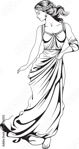 Aegean Elegance Vector Design of Beautiful Greek Lady Classical Charm Iconic Greek Woman Emblem