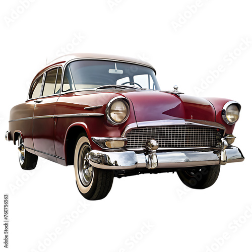 an old car with a chrome bumper and black tire is parked in the desert under a blue sky with white clouds casting