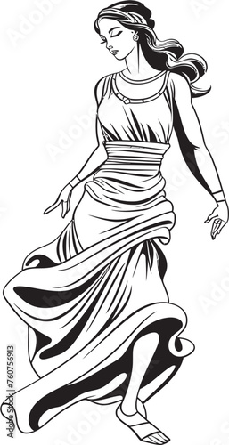 Mythical Muse Vector Design of Ethereal Beauty Pantheon Princess Iconic Emblem of Greek Goddess