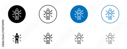 Muscle and Stomach Pain Icon Set. Inflammation and Ache Vector Symbol.