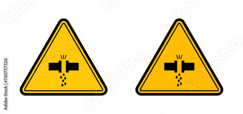 Water or Chemical Leak Caution. Safety Hazard Warning Sign. Leak Alert Symbol