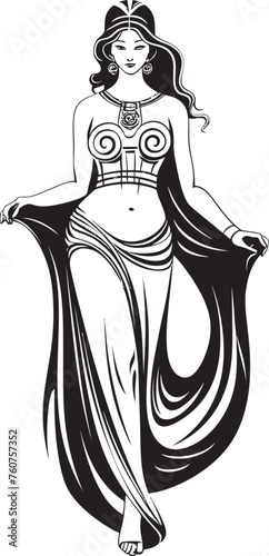 Olympian Opulence Vector Logo of Greek Goddess Mythical Maiden Iconic Emblem of Ethereal Beauty