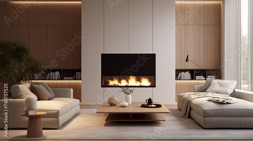 Minimalistic family room with a touch of warmth  AI generated illustration
