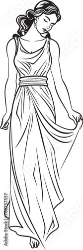 Mythical Maiden Vector Design of Ethereal Beauty Athenas Radiance Iconic Emblem of Greek Beauty