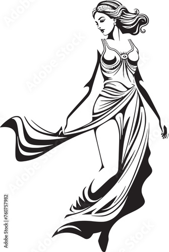 Aegean Aphrodite Vector Emblem of Ancient Beauty Mythical Maiden Iconic Greek Woman Emblem