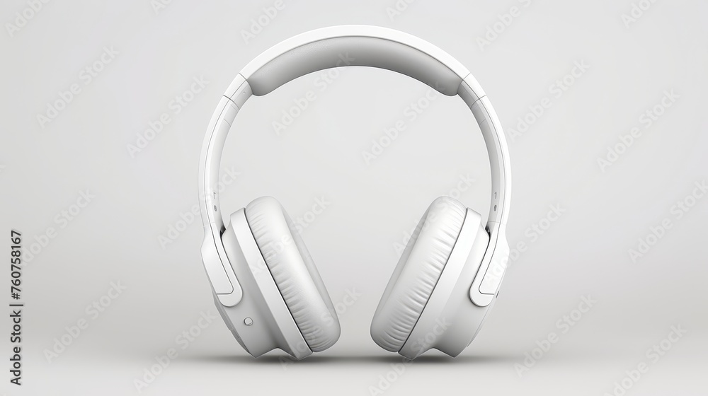 Simplistic headphone design depicted against a stark white background AI generated illustration Simplistic headphone design depicted against a stark white background AI generated illustration