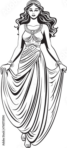 Olympian Allure Iconic Greek Goddess Emblem Mythical Muse Vector Design of Beautiful Greek Woman