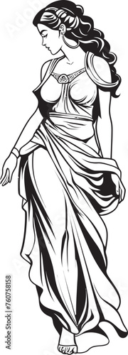 Mythical Muse Iconic Greek Woman Emblem Athenas Radiance Vector Emblem of Ancient Beauty