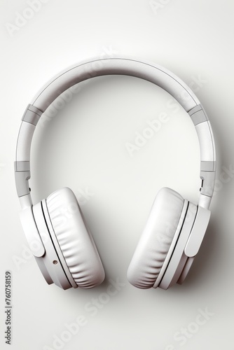 Simplistic headphone design depicted against a stark white background  AI generated illustration