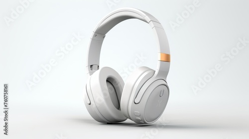 Simplistic headphone design depicted against a stark white background  AI generated illustration