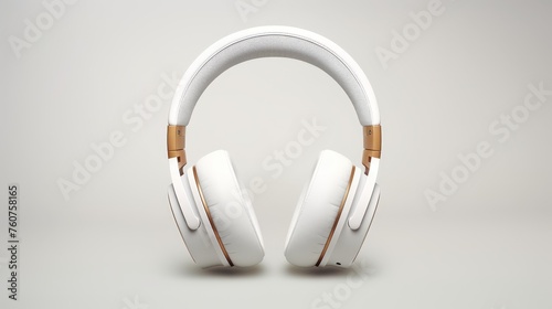 Simplistic headphone design depicted against a stark white background  AI generated illustration