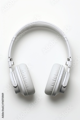Simplistic headphone design depicted against a stark white background AI generated illustration