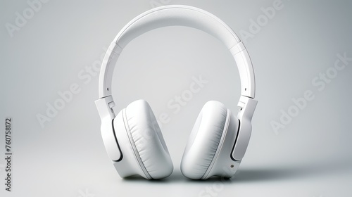 Simplistic headphone design depicted against a stark white background AI generated illustration