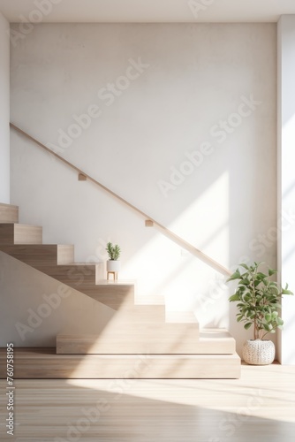 Simplistic staircase mockup with natural light  AI generated illustration