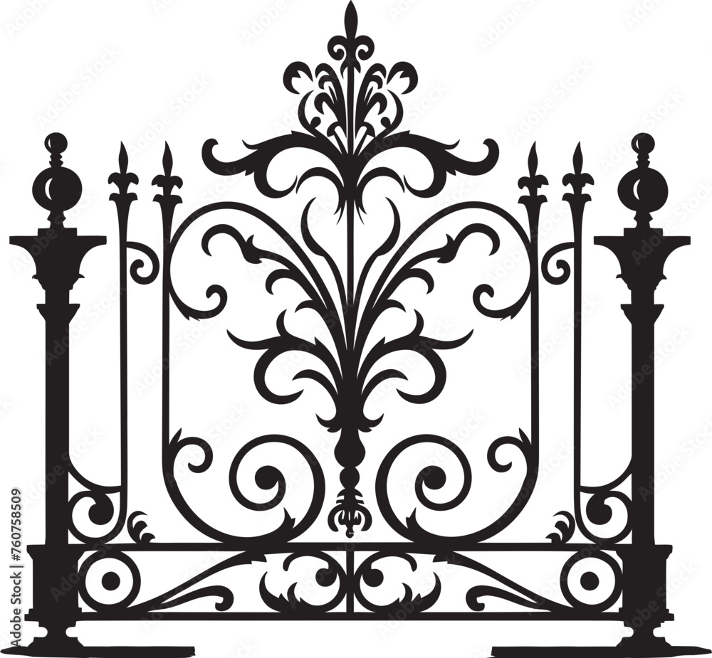 Weathered Threshold Iconic Metal Gate Emblem Old World Access Vector Logo of Vintage Metal Gate