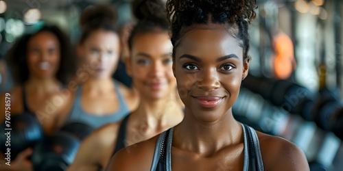 Diverse group of women in a fitness studio working out together. Concept Group Fitness, Women Empowerment, Exercise Class, Multicultural Women, Workout Motivation