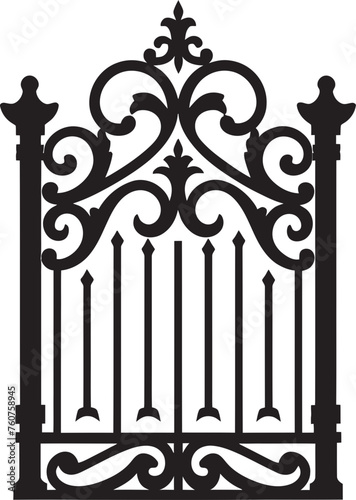 Vintage Portal Antique Metal Gate Vector Logo Design Rustic Gateway Emblematic Icon of Aged Metal Gate