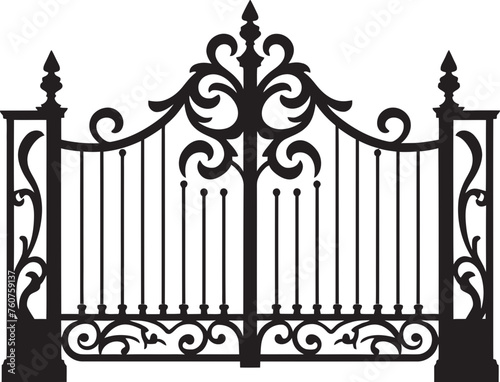 Old World Gateway Antique Metal Gate Iconic Emblem Rustic Defense Vector Logo of Aged Metal Gate
