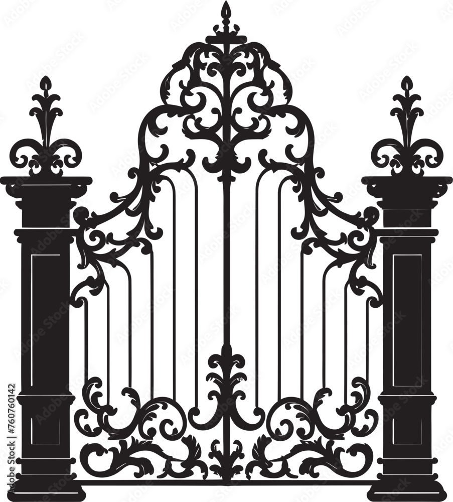 Vector Image Rampart Vecteur Stock Weathered Passage Emblematic Icon of Antique Metal Gate ...