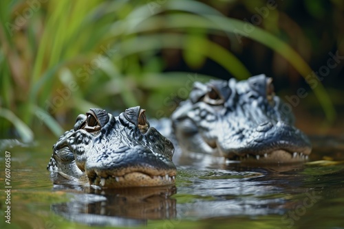 Ferocious Alligator animal. Wildlife nature danger. Generate Ai