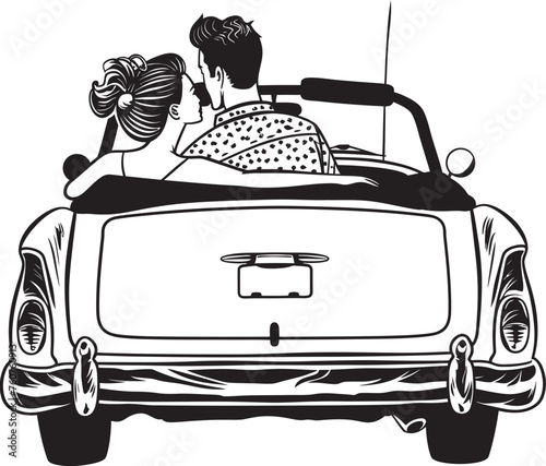 Open Air Love Emblematic Icon of Couples Back View Rooftop Reverie Loving Couples Convertible Back View Logo