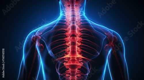  Spine injury pain in sacral and cervical region concept