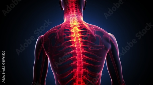  Spine injury pain in sacral and cervical region concept