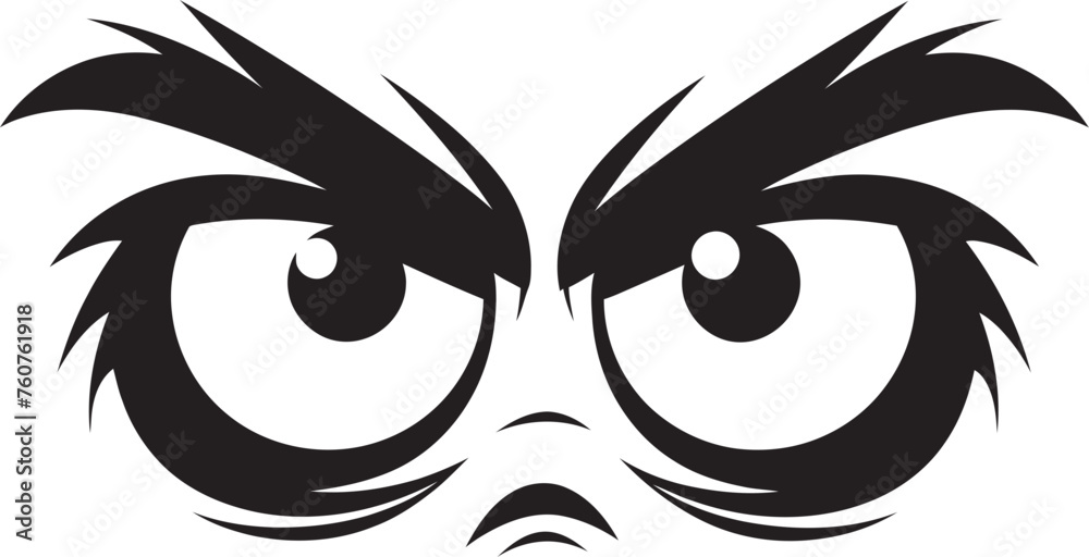 Vexing Vision Vector Representation of Angry Eye Mask with Cartoon Flair Animated Anger Emblematic Representation of Angry Eye Mask in Cartoon Vector