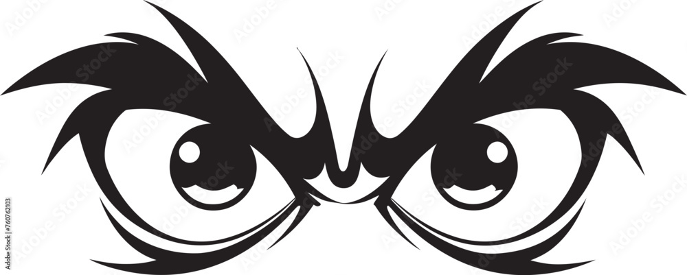 Wrathful Vision Emblematic Representation of Angry Eye Mask Fuming Focus Vector Logo Design of Cartoon Angry Eye Mask