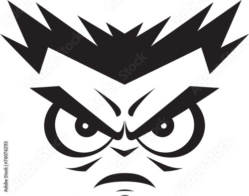 Fuming Focus Vector Logo Design of Cartoon Angry Eye Mask Seething Stare Angry Eye Mask Iconic Emblem