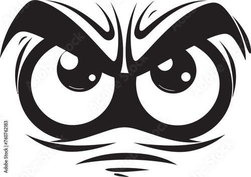 Cartoon Fury Vector Representation of Angry Eye Mask Infuriated Glare Angry Eye Mask Iconic Logo Design
