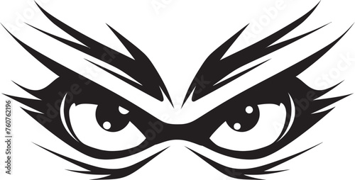 Seething Stare Emblematic Representation of Angry Eye Mask Wrathful Vision Vector Logo Design of Cartoon Angry Eye Mask
