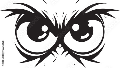 Seething Stare Emblematic Representation of Angry Eye Mask Wrathful Vision Vector Logo Design of Cartoon Angry Eye Mask