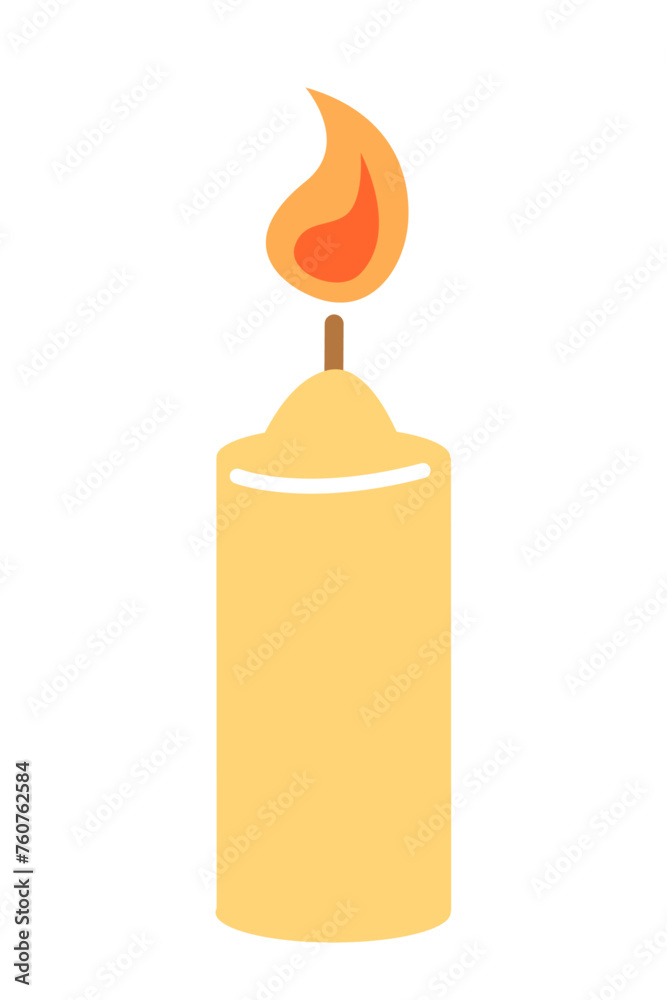 Candle with flame vector illustration isolated on white background. Simple icon design for relaxation, meditation, and home decor concept. Candle with flame vector illustration isolated on white background. Simple icon design for relaxation, meditation, and home decor concept.